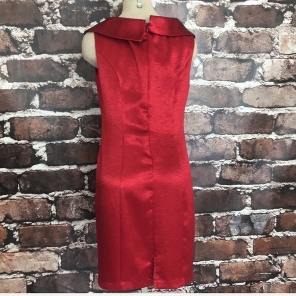 GNW Dress Christmas Red Shine Sheath Sleeveless Ruched 10 - Picture 7 of 8